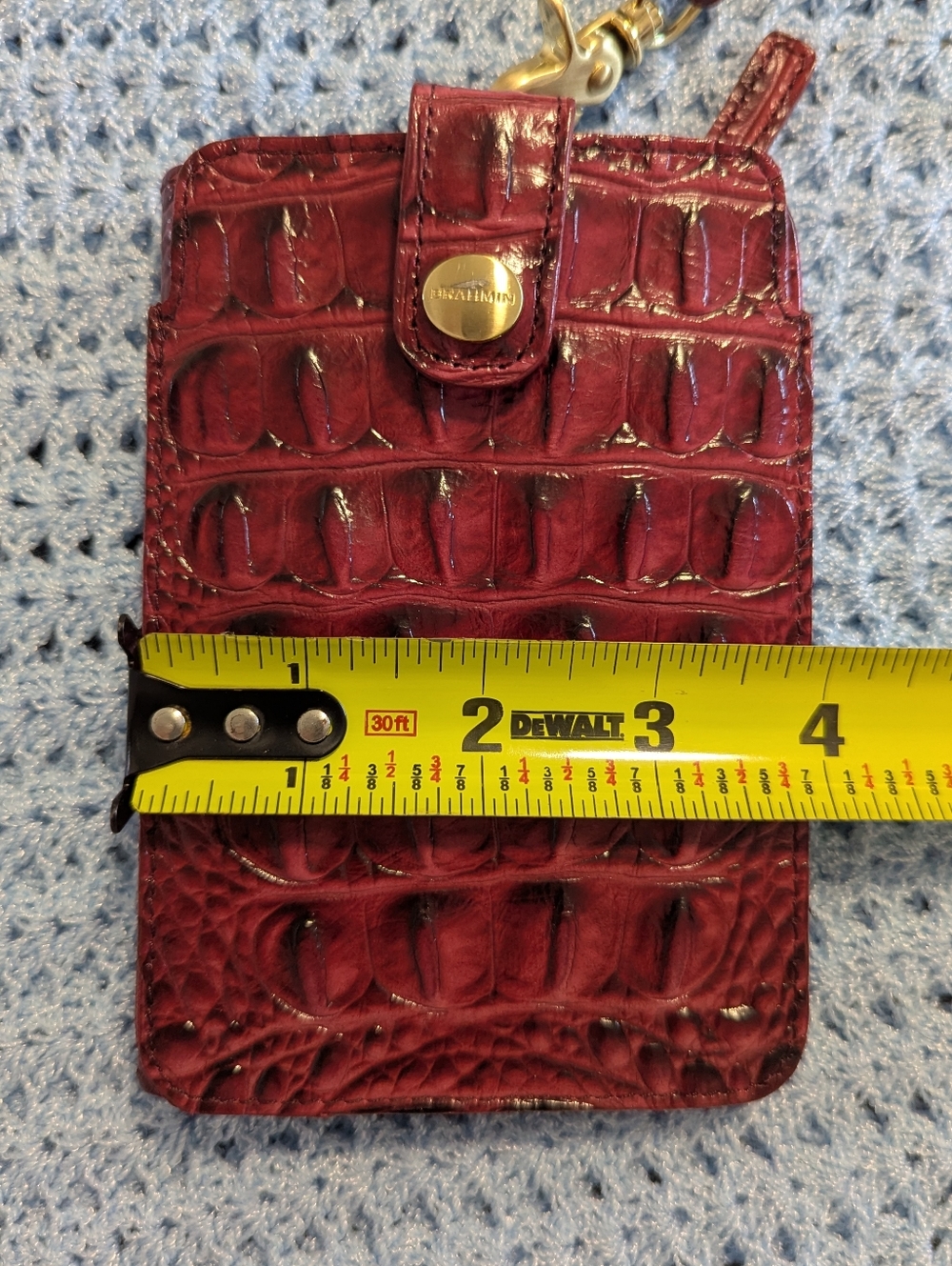 Brahmin Vintage Cell Phone Wallet Red Wine Melbourne Leather Crocodile EUC - Picture 12 of 14